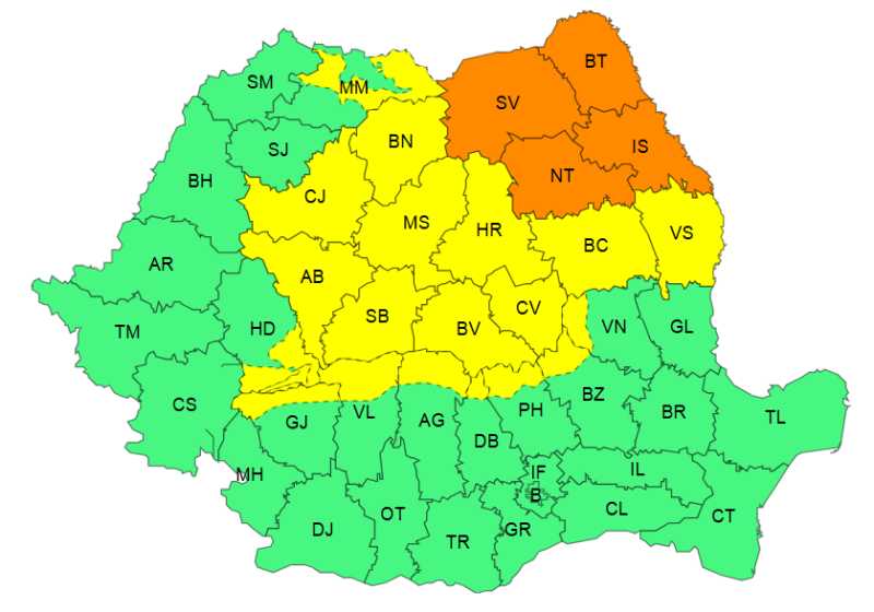 Cod galben de vreme instabilă. Și nordul județului Gorj este vizat de noul cod