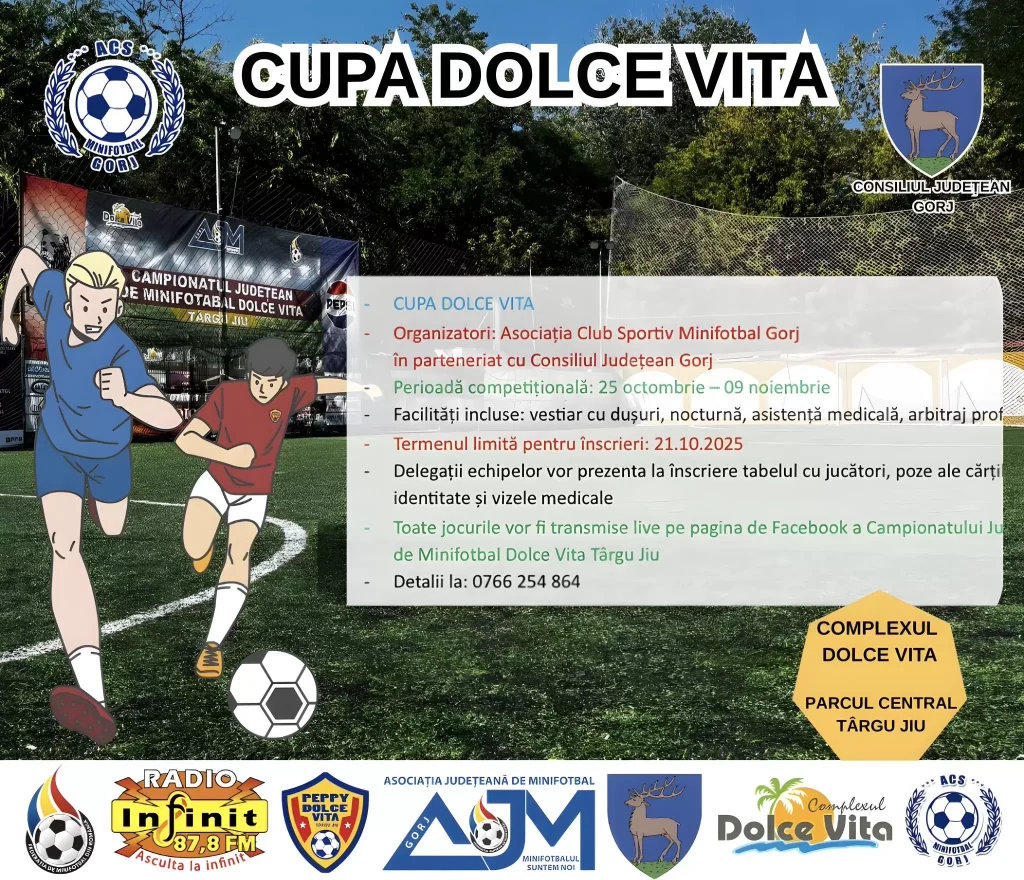 Au început înscrierile pentru Cupa “Dolce Vita” la minifotbal