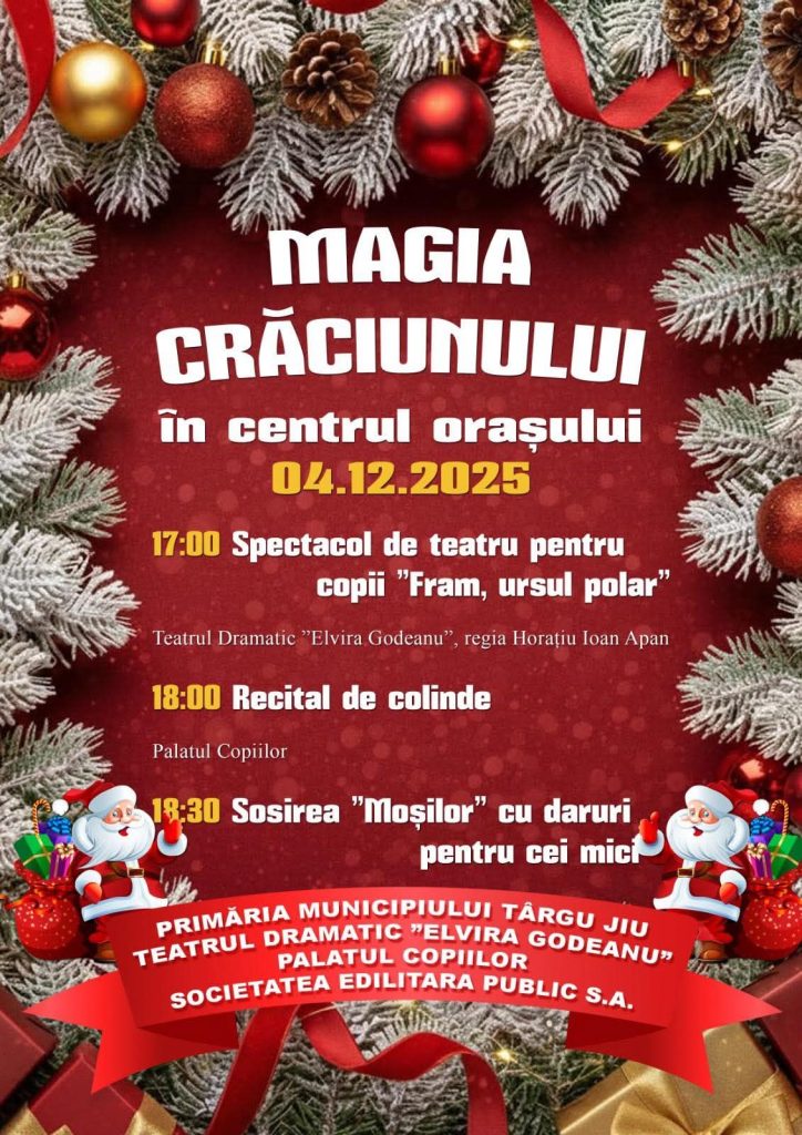 ”Magia Crăciunului”, joi seară, la Târgu Jiu