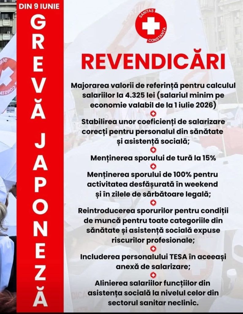 10:00 SANITAS declanșează grevă japoneză. Sorin Torop: Din 9 iunie, devenim vizibili