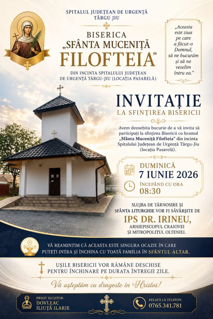 Mitropolitul Olteniei sfințește biserica din incinta SJU Târgu-Jiu